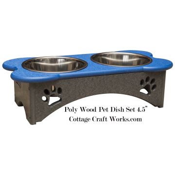 Small Poly Wood Pet Dish Set