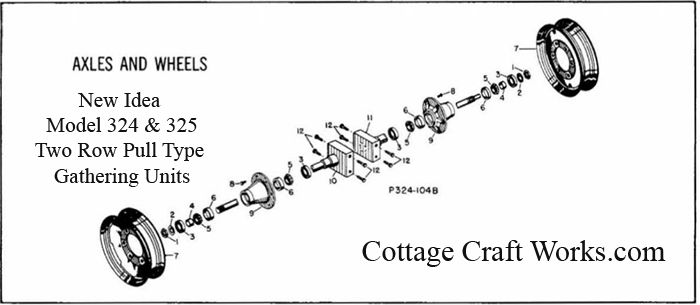 New Idea 324, 325 Corn Picker Axle, Frame Parts