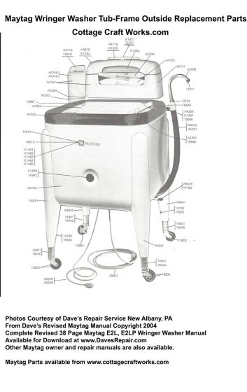  Maytag Wringer Washer Tub-Frame Outside Replacement Parts
