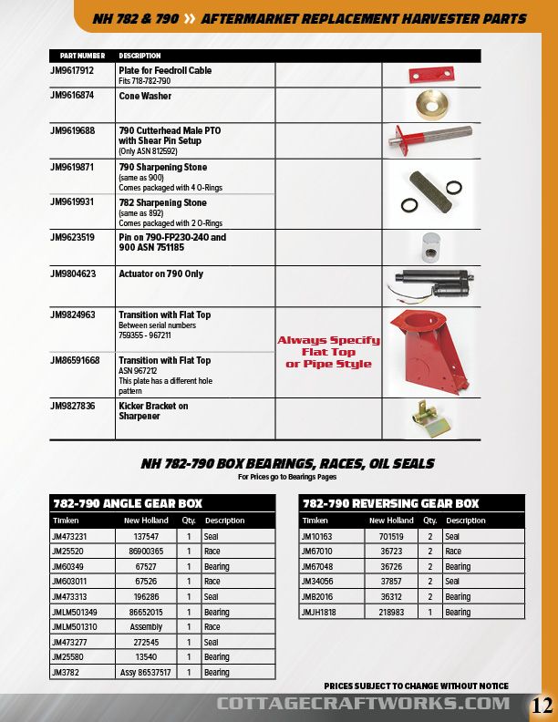 New Holland 782 & 790 Harvester Parts