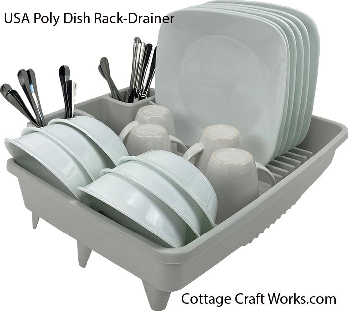USA Made Molded Poly Dish Drainer Drying Rack | Heavy Duty Kitchen Dish ...