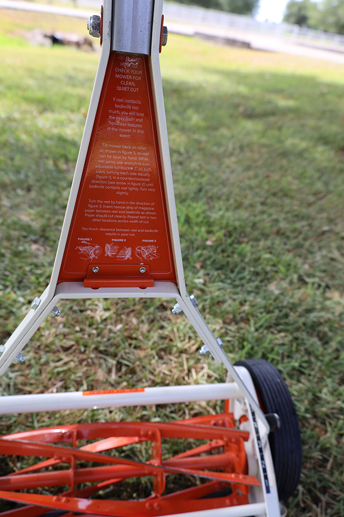 Clipper Mower Name Plate and Handle Installed