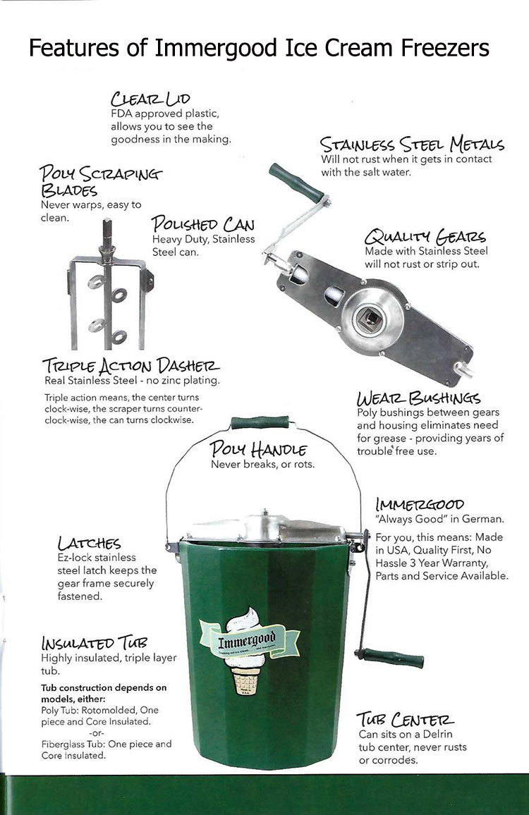 Features of Immergood Ice Cream Freezers