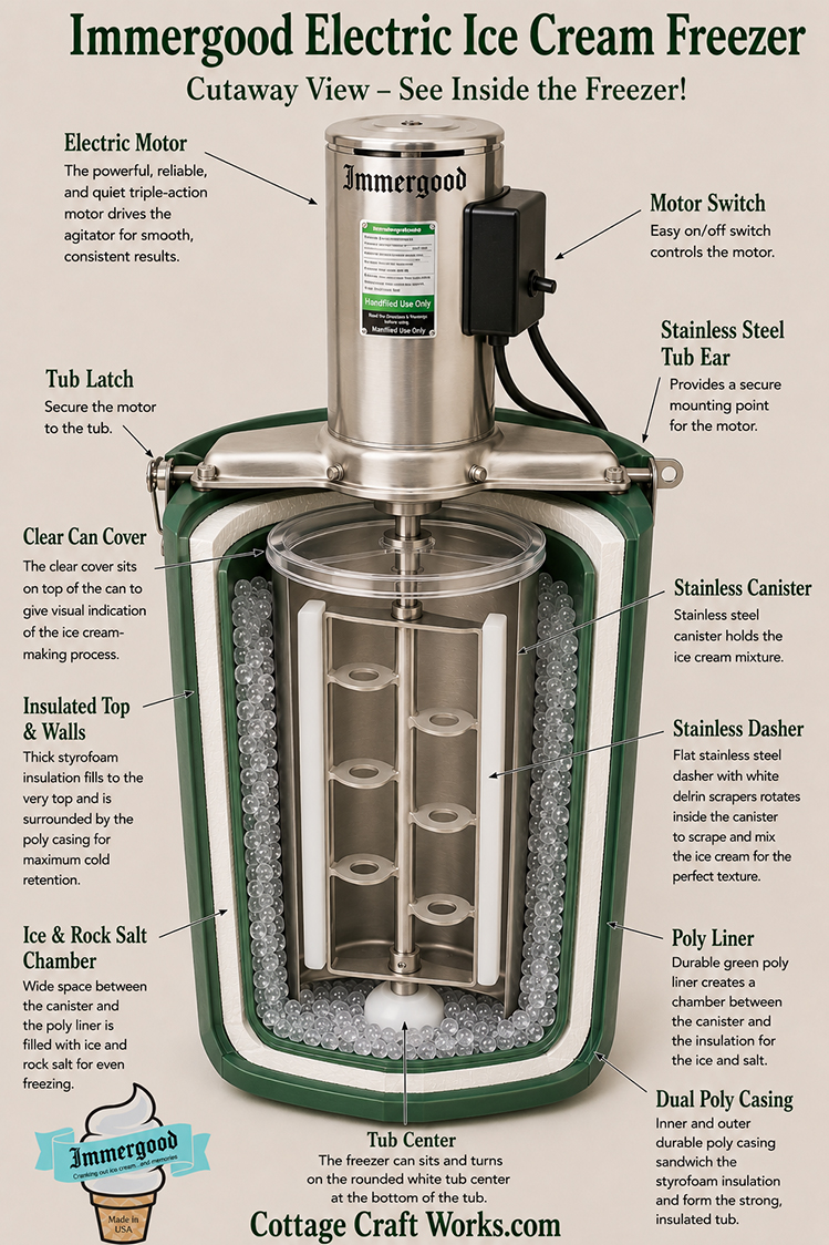 Immergood Electric Ice Cream Freezer Cutaway View