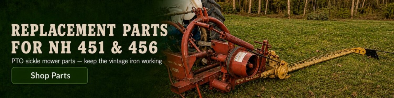 Replacement parts for New Holland 451 & 456 PTO sickle mowers. Shop parts.